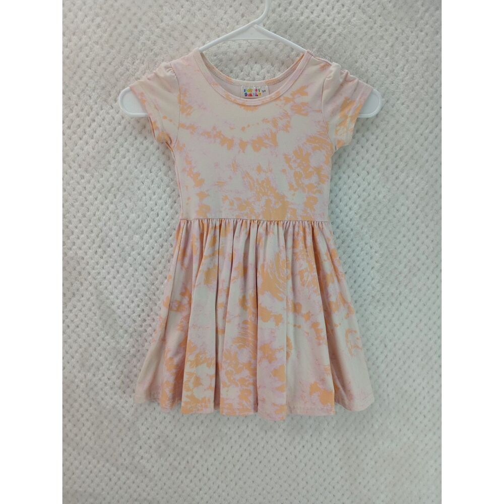 Dot Dot Smile Girls 3/4 Coral Tie Dyed Cap Sleeve Twirl Summer Dress